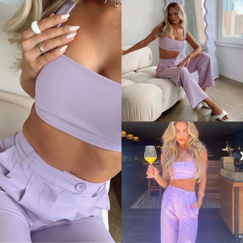Princess Polly Lilac Huxley High Rise Dress Pants